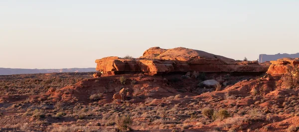 Desert Rocky Mountain American Landscape Morning Sunny Sunrise Sky Oljato — 스톡 사진