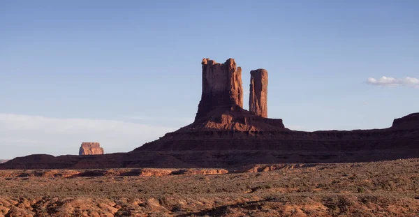 Desert Rocky Mountain American Landscape. Sunset Sky. Oljato-Monument Valley, Utah, United States. Nature Background Panorama