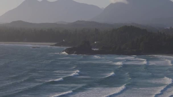 Waves Pacific Ocean Sandy Rocky Beach West Coast Sunny Summer — Wideo stockowe
