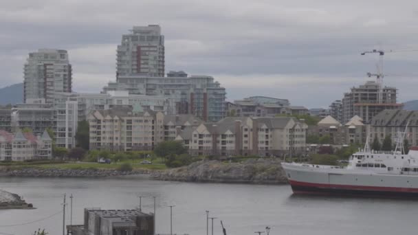 Victoria Vancouver Island British Columbia Canada June 2022 Ferry Downtown — 비디오