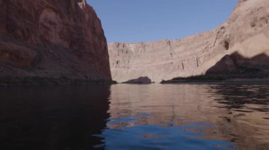 Colorado River in Glen Canyon, Arizona, United States of America. American Mountain Nature Landscape Background. Sunny Sunrise. Slow Motion