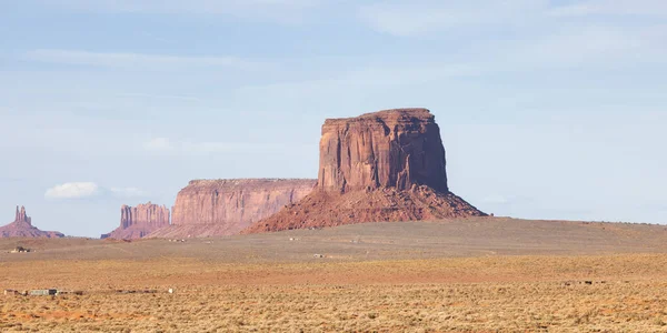 Desert Rocky Mountain American Landscape. Sunny Blue Sky Day. Oljato-Monument Valley, Utah, United States. Nature Background