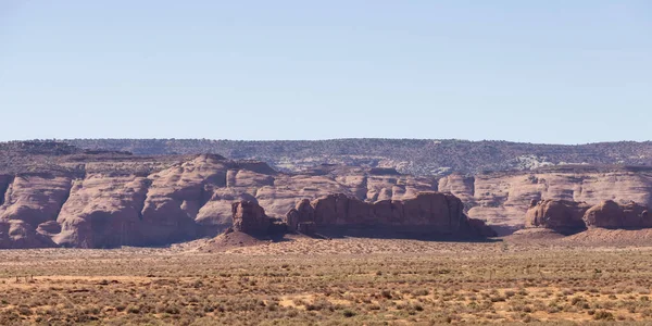 Desert Rocky Mountain American Landscape. Sunny Blue Sky Day. Oljato-Monument Valley, Arizona, United States. Nature Background