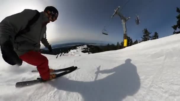 North Vancouver British Columbia Canada April 2022 Man Skiier Riding — Αρχείο Βίντεο