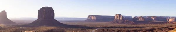 Desert Rocky Mountain American Landscape. Morning Sunny Sunrise Sky. Oljato-Monument Valley, Utah, United States. Nature Background Panorama