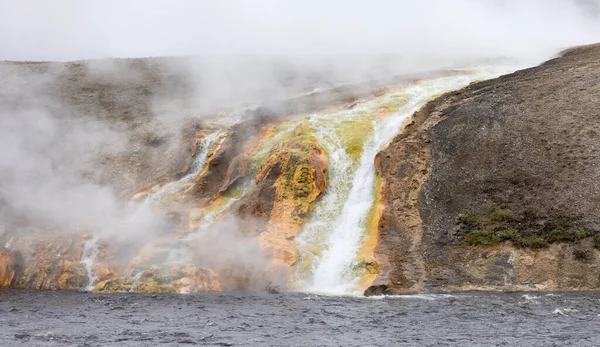 River Hot Spring Geyser Colorful Water American Landscape Yellowstone National — Zdjęcie stockowe