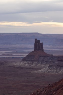 Scenic American Landscape and Red Rock Mountains in Desert Canyon. Spring Season. Canyonlands National Park. Utah, United States. Nature Background. Sunset