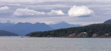 Howe Sound, Islands and Canadian Mountain Landscape Background. Taken near West Vancouver, British Columbia, Canada.