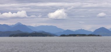 Howe Sound, Islands and Canadian Mountain Landscape Background. Taken near West Vancouver, British Columbia, Canada.