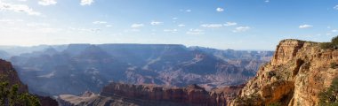 Desert Rocky Mountain American Landscape. Cloudy Sunny Sky. Grand Canyon National Park, Arizona, United States. Nature Background Panorama