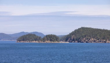 Canadian Landscape by the ocean and mountains. Summer Season. Gulf Islands near Vancouver Island, British Columbia, Canada. Canadian Landscape Background