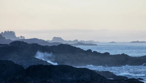 Rugged Rocks Rocky Shore West Coast Pacific Ocean Summer Sunrise — Stockfoto