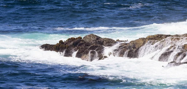 Rugged Rocks on a rocky shore on the West Coast of Pacific Ocean. Summer Morning Sky. Ucluelet, Vancouver Island, British Columbia, Canada. Nature Background