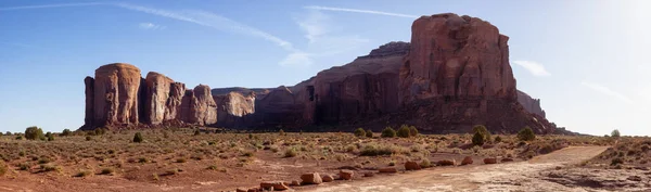 Desert Rocky Mountain American Landscape Morning Sunny Sunrise Sky Oljato —  Fotos de Stock