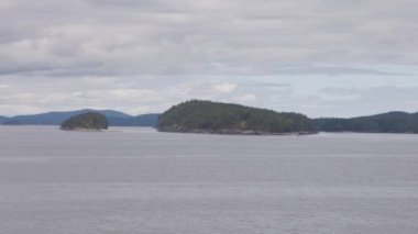 Islands surrounded by ocean and mountains. Summer Season. Gulf Islands near Vancouver Island, British Columbia, Canada. Canadian Landscape.