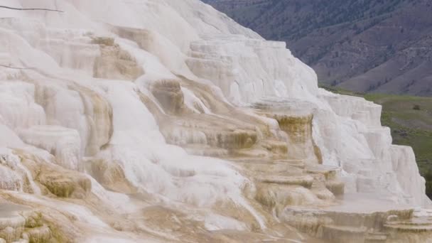 Hot Spring Landscape Colorful Ground Formation Mammoth Hot Springs Yellowstone — Video Stock