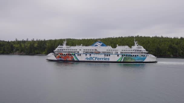 Gulf Islands British Columbia Canada July 2022 Ferries Passing Islands — 图库视频影像