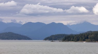 Howe Sound, Islands and Canadian Mountain Landscape Background. Taken near West Vancouver, British Columbia, Canada.