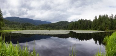 Panoramic View of a lake in Canadian Nature Landscape. Minnekhada Regional Park, Coquitlam, Vancouver, British Columbia, Canada. Background Panorama