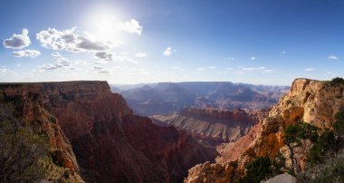 Desert Rocky Mountain American Landscape. Cloudy Sunny Sky. Grand Canyon National Park, Arizona, United States. Nature Background Panorama