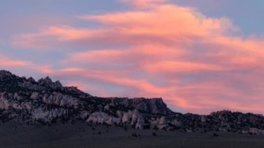 Cinemagraph Continuous Animation. Rocky Mountain Landscape. Colorful Sunset Sky Art Render. Granite Mountain near Lee Vining in California, United States of America. Nature Background Panorama
