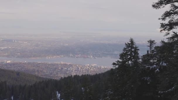 Colorful Sunset Tree Top Mountain Spring Season Taken Grouse Mountain — Wideo stockowe