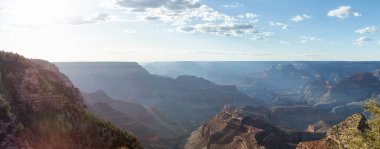 Desert Rocky Mountain American Landscape. Cloudy Sunny Sky. Grand Canyon National Park, Arizona, United States. Nature Background Panorama