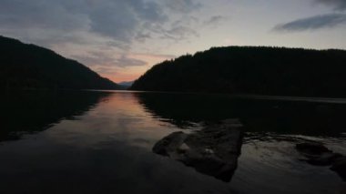 Canadian Nature Background during colorful Sunset. Harrison River, British Columbia, Canada.