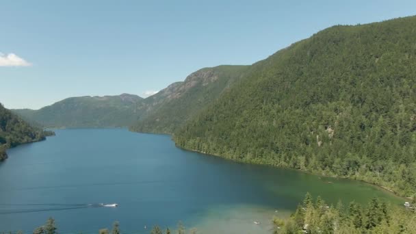 Aerial View Cameron Lake Vibrant Sunny Day Vancouver Island British — Video Stock