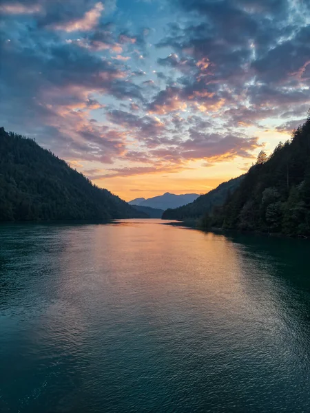 River Mountains Canadian Nature Colorful Sunset Harrison River British Columbia — 图库照片