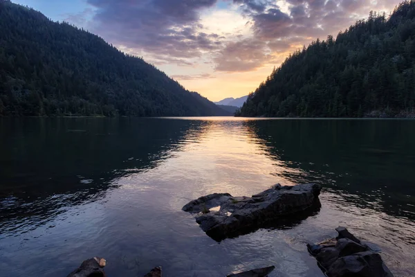 Canadian Nature Background Colorful Sunset Harrison River British Columbia Canada — ストック写真