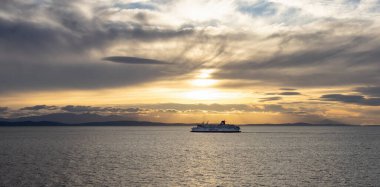 Gulf Islands, British Columbia, Canada - September 3, 2022: BC Ferries Passing By the islands on the West Coast of Pacific Ocean.