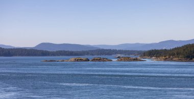 Canadian Landscape by the ocean and mountains. Summer Season. Gulf Islands near Vancouver Island, British Columbia, Canada. Canadian Landscape.