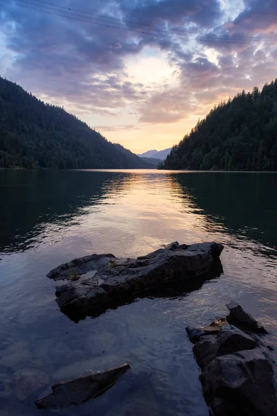 Canadian Nature Background Colorful Sunset Harrison River British Columbia Canada — Foto Stock