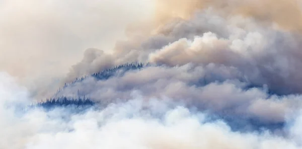 Waldbrand Und Rauch Über Dem Berg Der Nähe Von Hope — Stockfoto