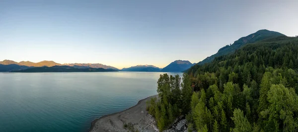 Aerial Panoramic View Canadian Mountain Landscape Harrison Lake Sunny Morning — Stock Photo, Image