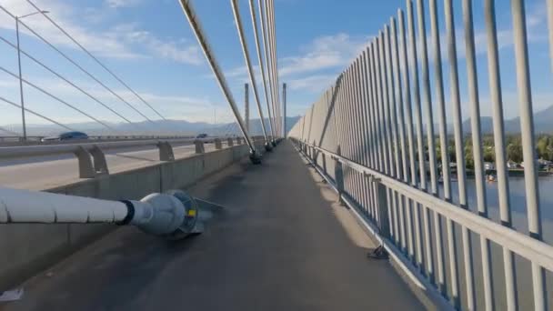 Voetgangers Fietspad Golden Ears Bridge Fraser River Pitt Meadows Langley — Stockvideo