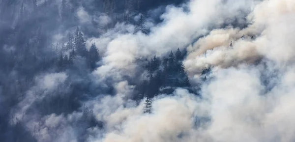 화재와 연기가 여름날 희망의 근처에서 했습니다 브리티시 컬럼비아 캐나다 — 스톡 사진