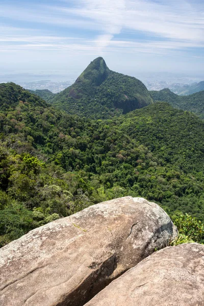 Hermosa Vista Las Verdes Montañas Selva Tropical Parque Tijuca Río — Foto de Stock