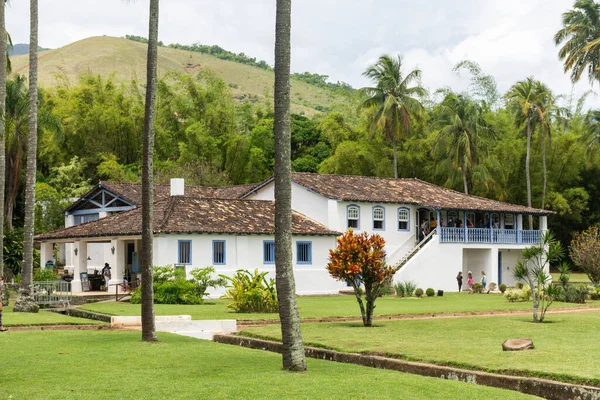 Hermosa Vista Antigua Granja Histórica Con Palmeras Coco Ilhabela Sao — Foto de Stock