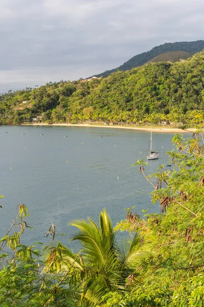 Hermosa Vista Verde Selva Tropical Costa Isla Ilhabela Sao Paulo — Foto de Stock