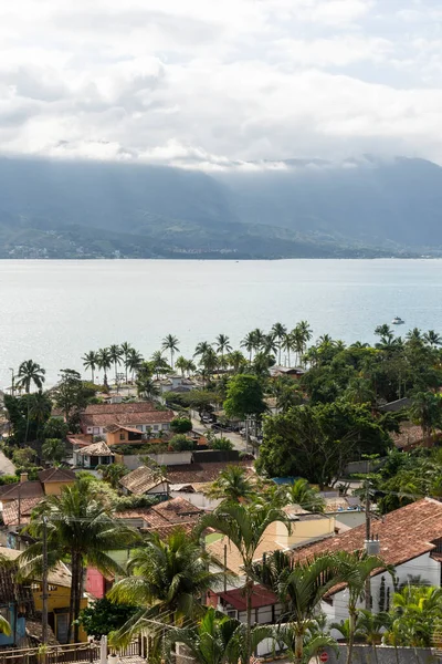 Tepeden Küçük Tropik Ada Köyü Ilhabela Sao Paulo Brezilya — Stok fotoğraf