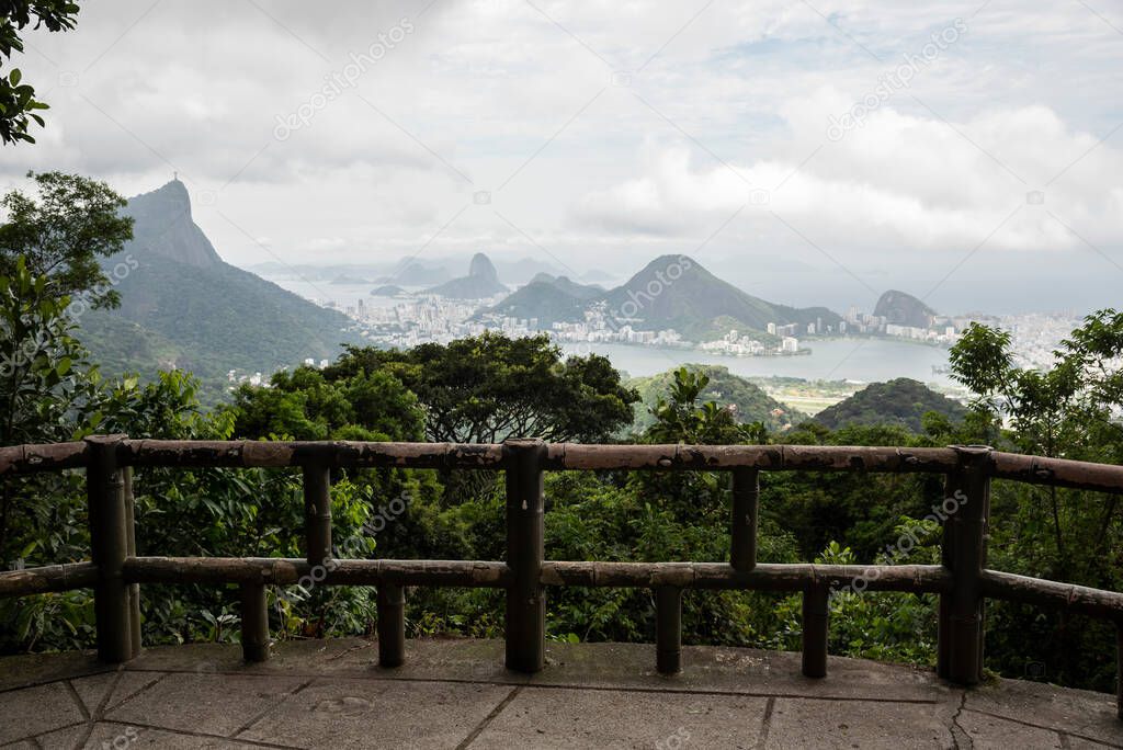 Beautiful view to rainforest and green city landscape in Rio de Janeiro, Brazil
