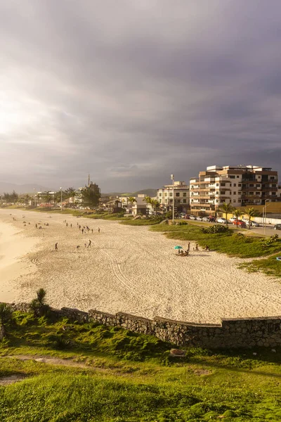 Krásný Výhled Západ Slunce Tropickou Pláž Praia Vila Saquarema Rio — Stock fotografie