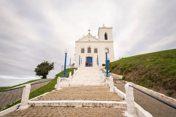 Όμορφη Θέα Στην Παλιά Ιστορική Αποικιακή Λευκή Εκκλησία Στο Saquarema — Φωτογραφία Αρχείου