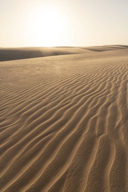 Lenois Maranhenses, Maranhao State, Brezilya 'daki kum tepeciklerindeki güzel günbatımı görüntüsü.