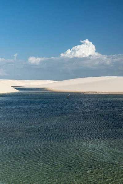 Belle Vue Sur Lagune Eau Pluie Bleue Sur Les Dunes — Photo