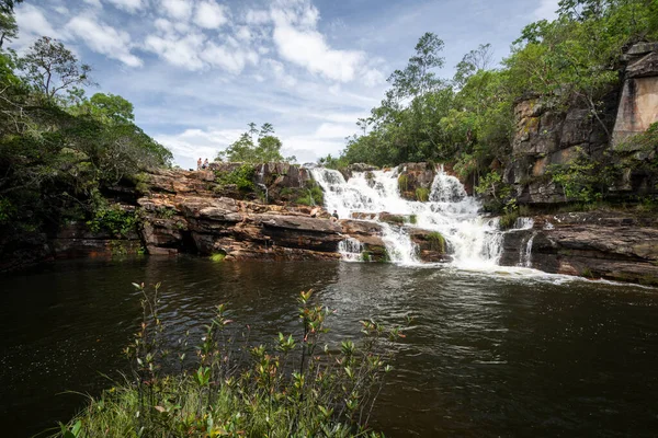 Cerrado Waterval Landschap Chapada Dos Veadeiros Brazilië — Stockfoto