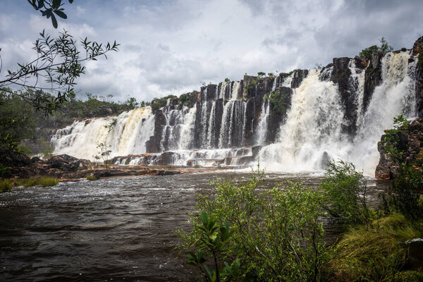  cerrado waterfall landscape in Chapada dos Veadeiros, Brazil