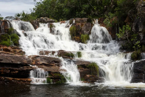 Cerrado Waterfall Landscape Chapada Dos Veadeiros Brazil — Stock Photo, Image